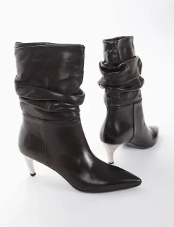 stivale tronchetto tacco 5 cm nero