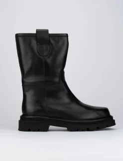 Stivale tronchetto tacco 2cm nero pelle