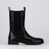 Stivale tronchetto tacco 1 cm nero pelle