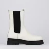 Stivale tronchetto tacco 1 cm bianco pelle