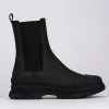Stivale tronchetto tacco 1 cm nero pelle