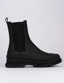 Stivale tronchetto tacco 1 cm nero pelle