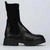 Stivale tronchetto tacco 1 cm nero pelle
