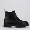 Stivale tronchetto tacco 1 cm nero pelle