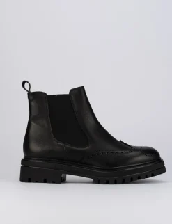 Stivale tronchetto tacco 1 cm nero pelle
