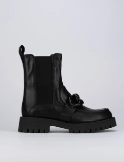 Stivale tronchetto tacco 1 cm nero pelle