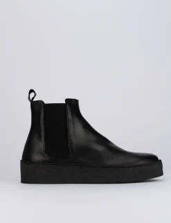Stivale tronchetto tacco 1 cm nero pelle