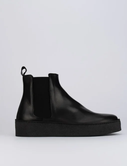 Stivale tronchetto tacco 1 cm nero pelle