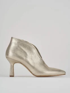 Stivale tronchetto tacco 6 cm oro pelle