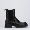 Stivale tronchetto tacco 1 cm nero pelle
