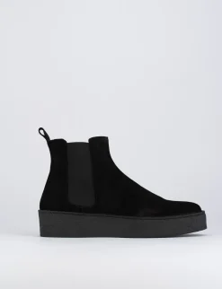 Stivale tronchetto tacco 1 cm nero camoscio