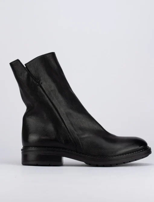 Stivale tronchetto tacco 1 cm nero pelle