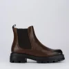 Stivale tronchetto tacco 2 cm marrone pelle