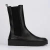 Stivale tronchetto tacco 1 cm nero pelle
