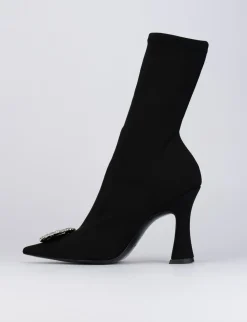 Stivale tronchetto tacco 9 cm nero licra