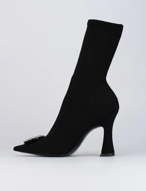Stivale tronchetto tacco 9 cm nero licra