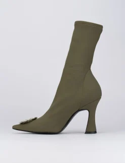 Stivale tronchetto tacco 9 cm verde licra