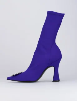 Stivale tronchetto tacco 9 cm viola licra