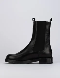 Stivale tronchetto tacco 1 cm nero pelle