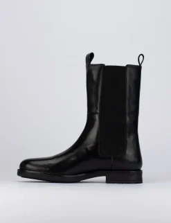Stivale tronchetto tacco 1 cm nero pelle