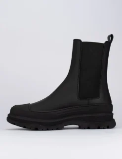Stivale tronchetto tacco 1 cm nero pelle