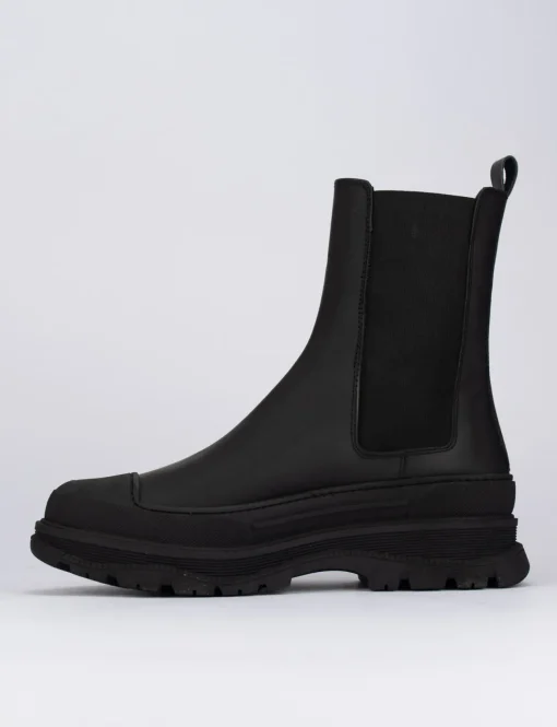 Stivale tronchetto tacco 1 cm nero pelle