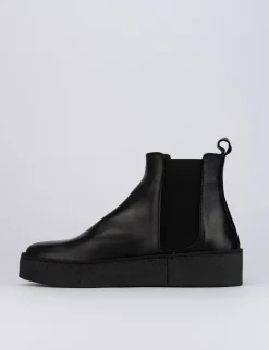 Stivale tronchetto tacco 1 cm nero pelle