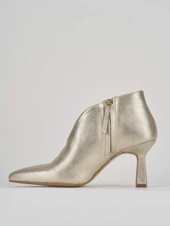 Stivale tronchetto tacco 6 cm oro pelle