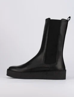 Stivale tronchetto tacco 1 cm nero pelle
