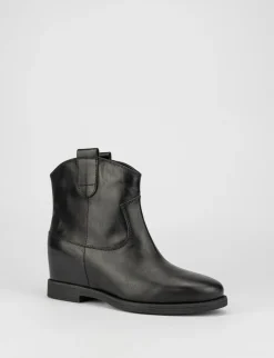 Stivale tronchetto tacco 2 cm con zeppa interna 3cm nero