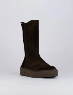 Stivale tronchetto tacco 1 cm testa camoscio