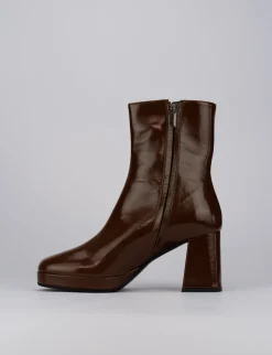 Stivale tronchetto tacco 6 cm testa pelle