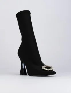 Stivale tronchetto tacco 9 cm nero licra