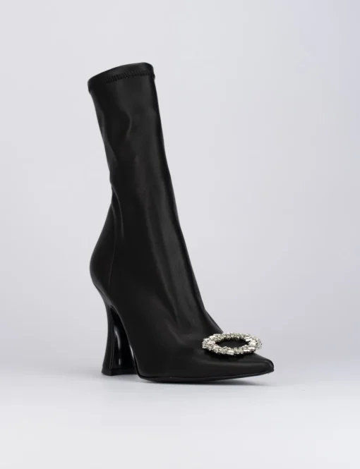 Stivale tronchetto tacco 9 cm nero pelle