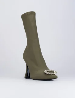 Stivale tronchetto tacco 9 cm verde licra