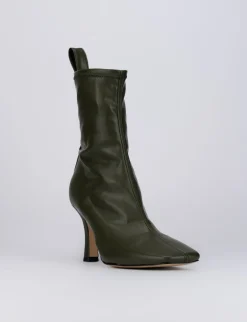 Stivale tronchetto tacco 8 cm verde pelle