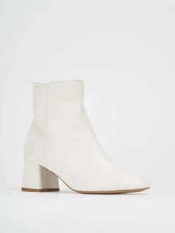 Stivale tronchetto tacco 5 cm bianco pelle