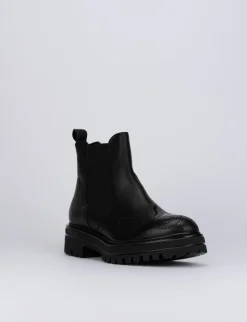 Stivale tronchetto tacco 1 cm nero pelle