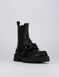 Stivale tronchetto tacco 1 cm nero pelle