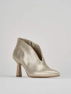 Stivale tronchetto tacco 6 cm oro pelle