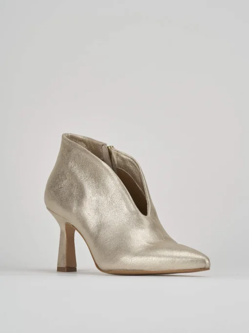 Stivale tronchetto tacco 6 cm oro pelle