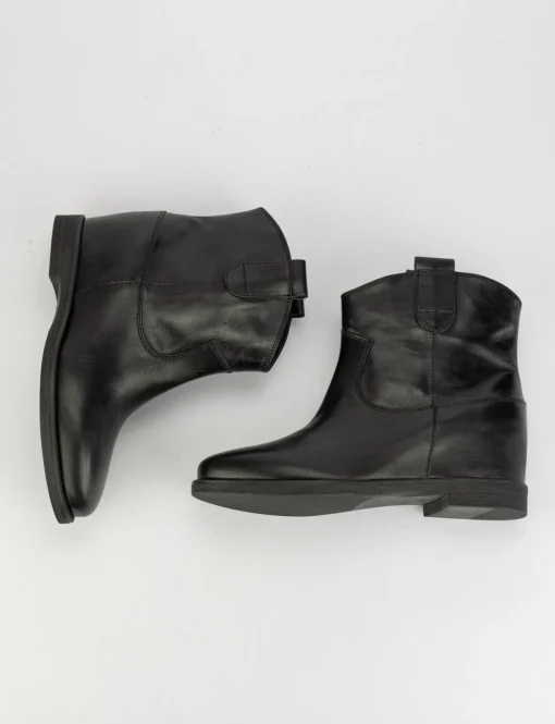 Stivale tronchetto tacco 2 cm con zeppa interna 3cm nero