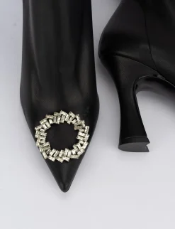 Stivale tronchetto tacco 9 cm nero pelle