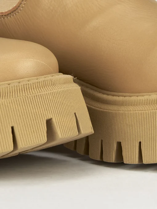 Stivale tronchetto tacco 3 cm beige pelle
