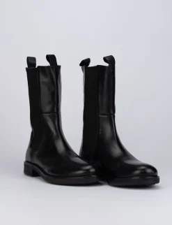 Stivale tronchetto tacco 1 cm nero pelle