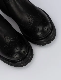 Stivale tronchetto tacco 1 cm nero pelle