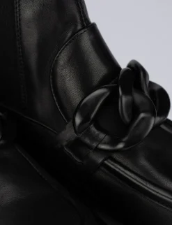 Stivale tronchetto tacco 1 cm nero pelle