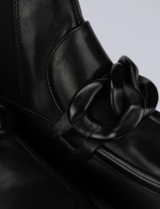 Stivale tronchetto tacco 1 cm nero pelle
