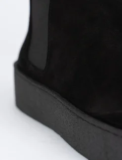 Stivale tronchetto tacco 1 cm nero camoscio