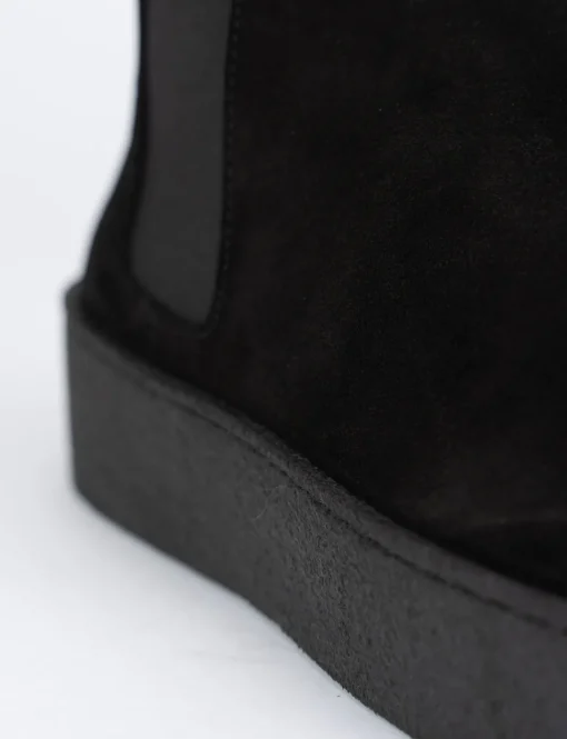 Stivale tronchetto tacco 1 cm nero camoscio
